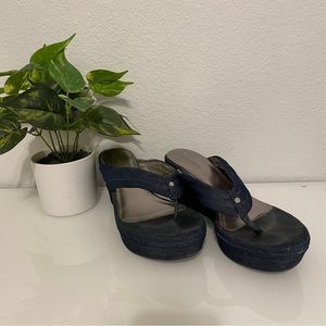 Calvin Klein Blue Denim Kramer Wedge Flip Flop Size 10M